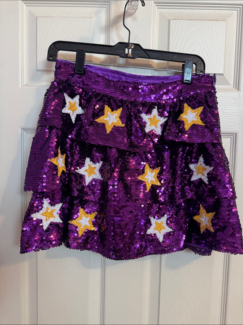 Peach Love California Purple Sequin Star Skater Skirt